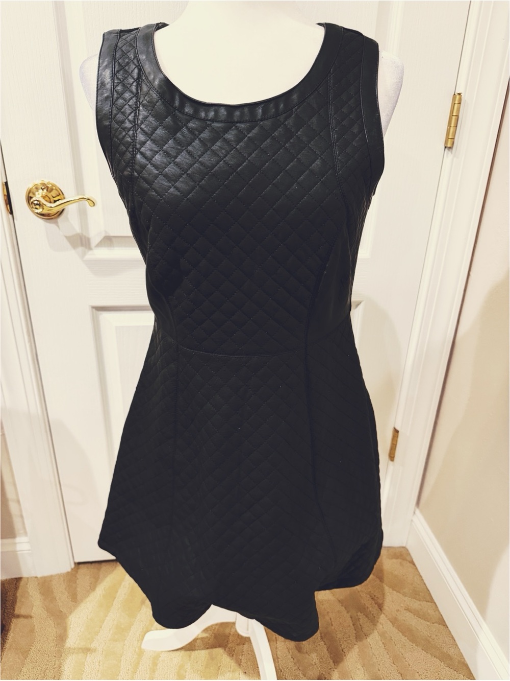 NWT Romeo and Juliet Couture Quilted Faux Leather Sleeveless Black Dress